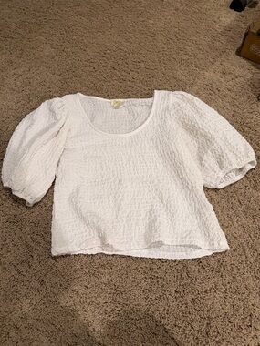 Maeve white puff sleeve shirt